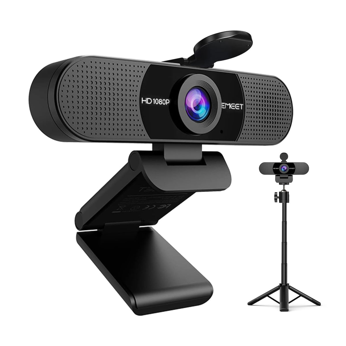 EMEET 1080P Webcam with Microphone, C960 Web Camera, 2 Mics, 90° FOV, USB Type-A & A-to-C Adapter, Plug&Play Computer Camera for Online Calling/Conferencing, Zoom/Teams/Facetime/YouTube, 2025 Version