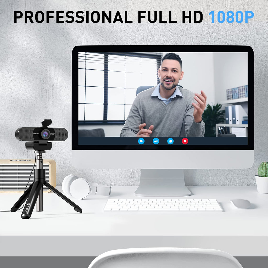 EMEET 1080P Webcam with Microphone, C960 Web Camera, 2 Mics, 90° FOV, USB Type-A & A-to-C Adapter, Plug&Play Computer Camera for Online Calling/Conferencing, Zoom/Teams/Facetime/YouTube, 2025 Version