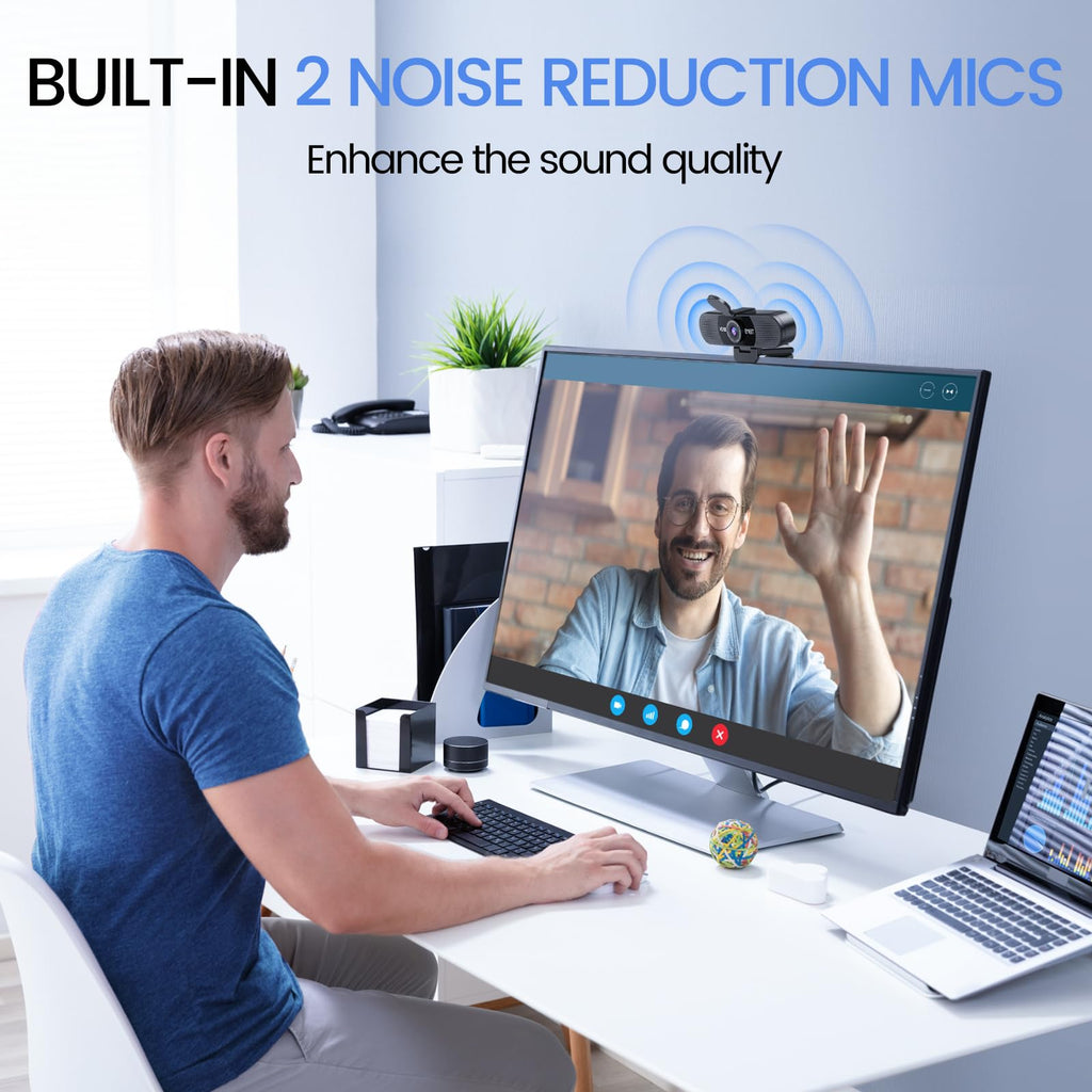 EMEET 1080P Webcam with Microphone, C960 Web Camera, 2 Mics, 90° FOV, USB Type-A & A-to-C Adapter, Plug&Play Computer Camera for Online Calling/Conferencing, Zoom/Teams/Facetime/YouTube, 2025 Version