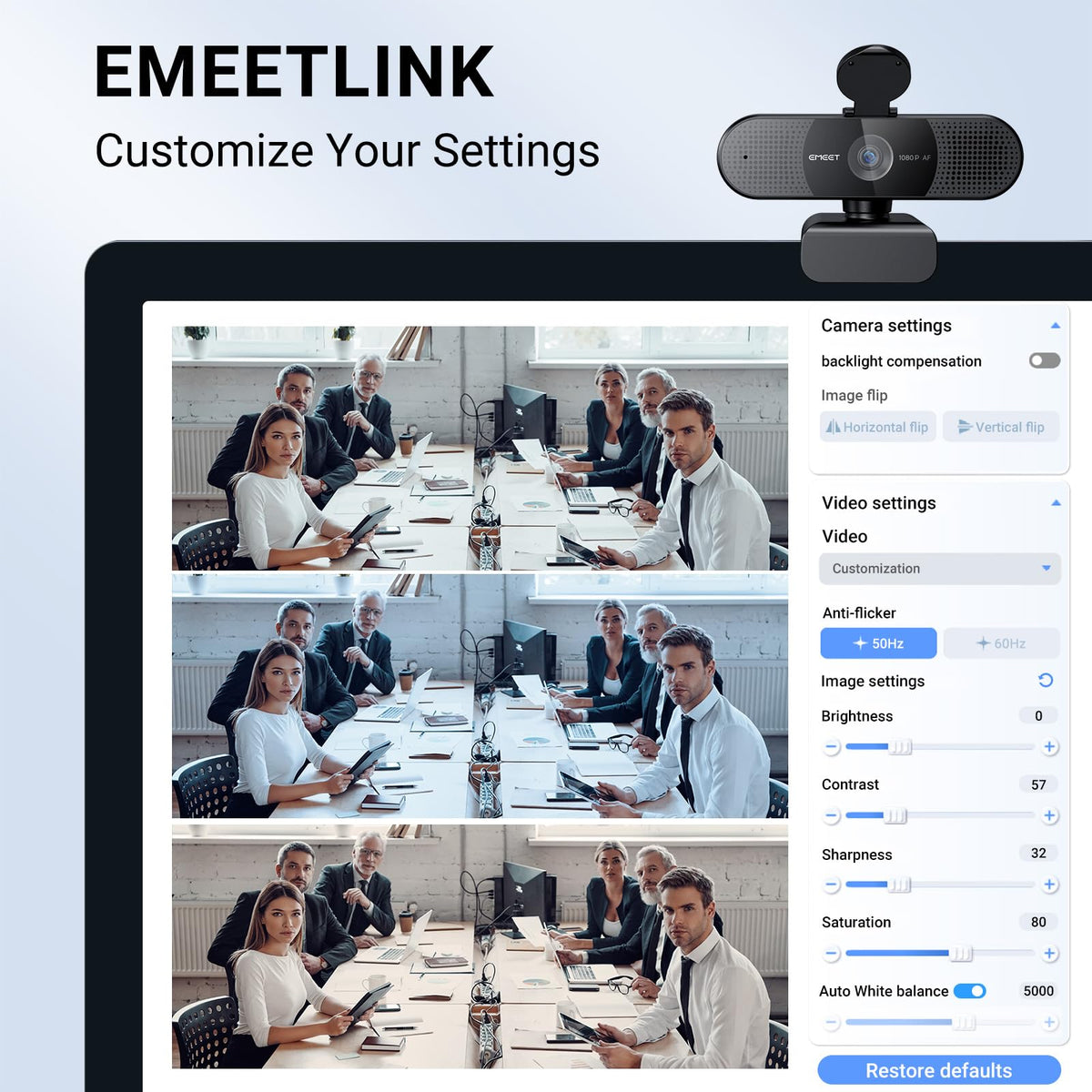 EMEET 1080P Webcam with Microphone, C960 Web Camera, 2 Mics, 90° FOV, USB Type-A & A-to-C Adapter, Plug&Play Computer Camera for Online Calling/Conferencing, Zoom/Teams/Facetime/YouTube, 2025 Version
