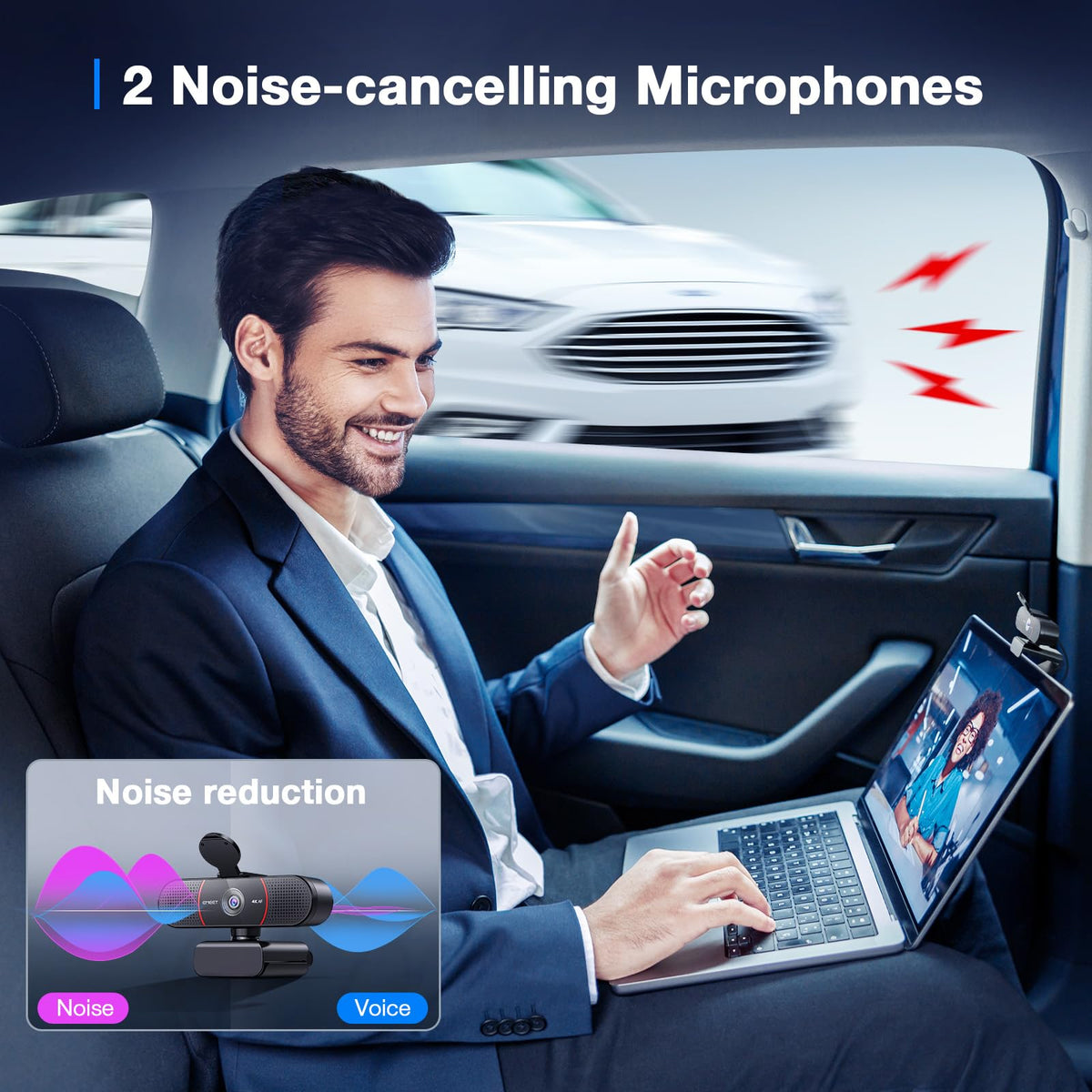 EMEET 1080P Webcam with Microphone, C960 Web Camera, 2 Mics, 90° FOV, USB Type-A & A-to-C Adapter, Plug&Play Computer Camera for Online Calling/Conferencing, Zoom/Teams/Facetime/YouTube, 2025 Version