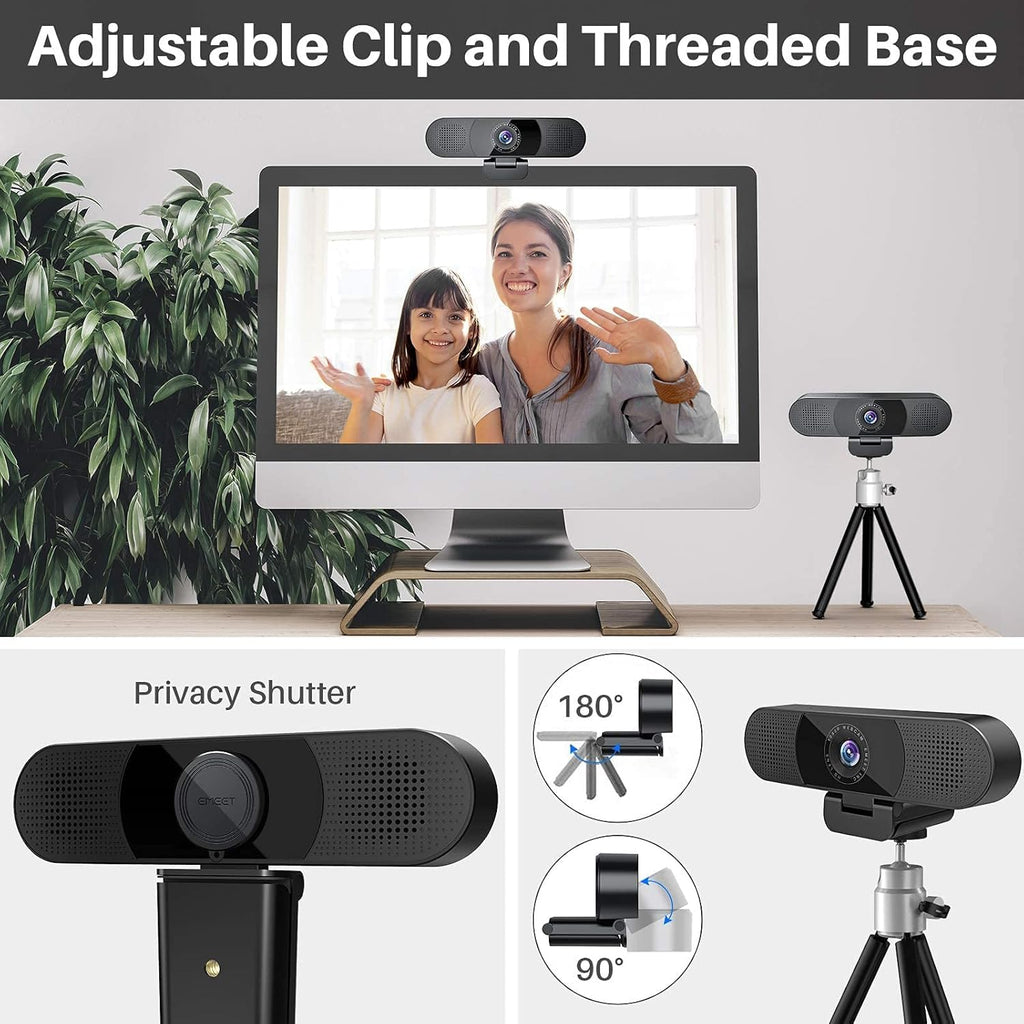 EMEET 1080P Webcam with Microphone, C960 Web Camera, 2 Mics, 90° FOV, USB Type-A & A-to-C Adapter, Plug&Play Computer Camera for Online Calling/Conferencing, Zoom/Teams/Facetime/YouTube, 2025 Version