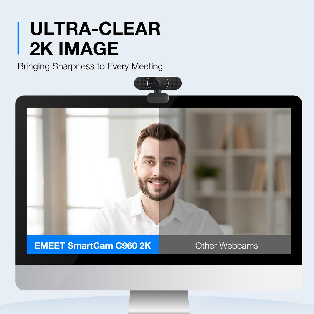 EMEET 1080P Webcam with Microphone, C960 Web Camera, 2 Mics, 90° FOV, USB Type-A & A-to-C Adapter, Plug&Play Computer Camera for Online Calling/Conferencing, Zoom/Teams/Facetime/YouTube, 2025 Version
