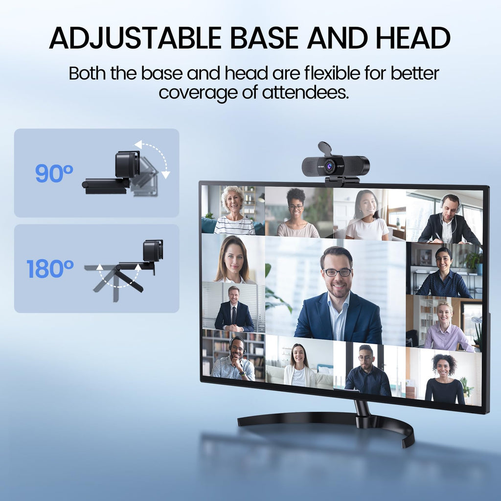 EMEET 1080P Webcam with Microphone, C960 Web Camera, 2 Mics, 90° FOV, USB Type-A & A-to-C Adapter, Plug&Play Computer Camera for Online Calling/Conferencing, Zoom/Teams/Facetime/YouTube, 2025 Version
